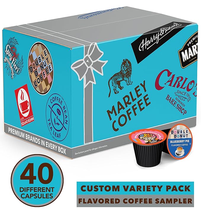 Crazy Cups Flavored Coffee Pods Variety Pack Fully Compatible With All Keurig Flavored K Cups Brewers Coffee Sampler 40 Count