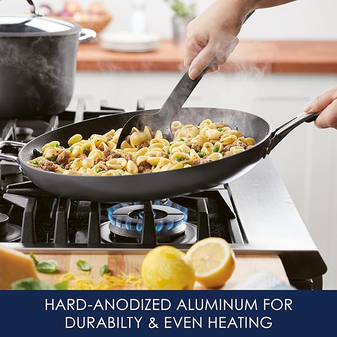 Rachael Ray Cook + Create Hard Anodized Nonstick Frying Pan/Skillet with Helper Handle 14 Inch - Black