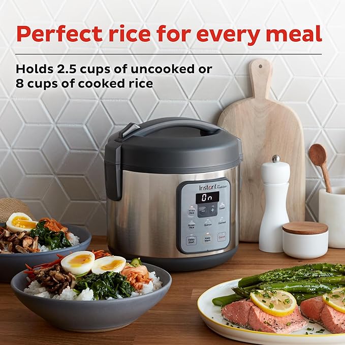 Instant Pot Zest 8 Cup One Touch Rice Cooker From the Makers of Instant Pot Steamer Cooks Rice Grains Quinoa and Oatmeal 8-cup cooked/4-cup uncooked No Pressure Cooking Functionality
