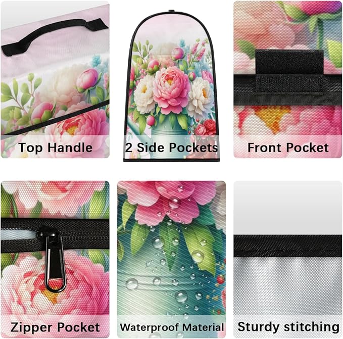 Kitchen Aid Mixer Cover Flower Florals Stand Mixer Cover Compatible with 6-8 Quarts Stand Mixers Dust Covers with Zipper Pocket Foldable Washable Kitchen Aid Organizer Bag