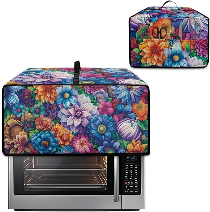 Doojoayie Colorful Flower Toaster Cover 6 Slice Bread Machine Cover Small Appliance Protector Modern Kitchen Decoration Gift for People Who Loves to Cook