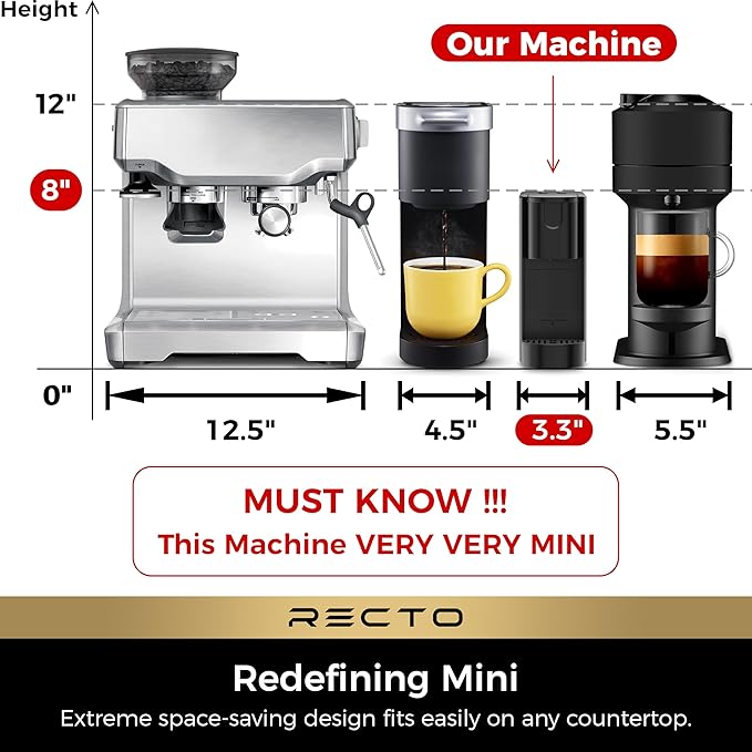 CHULUX RectoCafé Espresso Machine for Nespresso Original Capsule Pod 20 Bar Professional Italian Pump Coffee Machine Extra Mini Espresso Maker for Home &amp Office Black