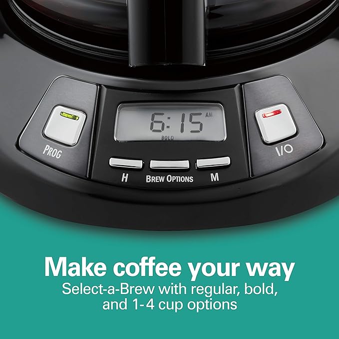 Hamilton Beach Programmable Coffee Maker 12 Cup Capacity Black Stainless Steel Accents (46293) &amp Permanent Gold Tone Filter Fits Most 8 to 12-Cup Coffee Makers (/80675)