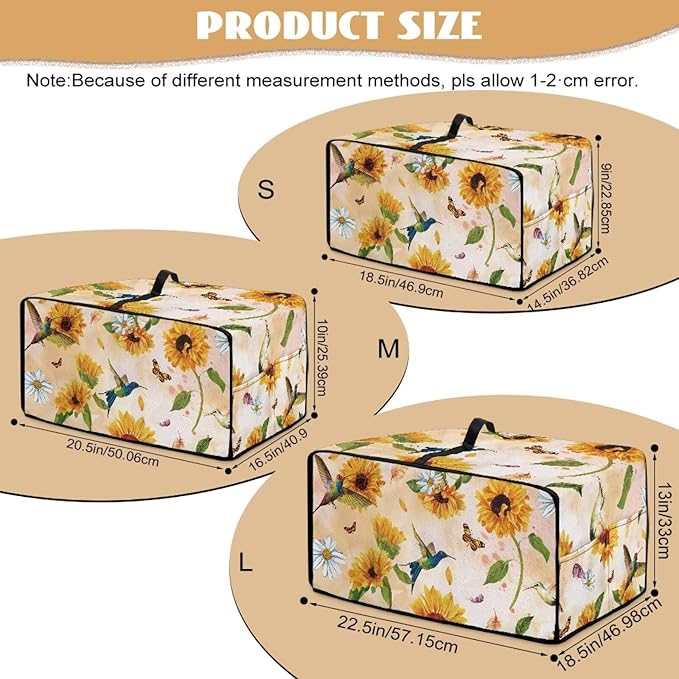 Mumeson Hummingbird Sunflower Toaster Oven Dust Cover Waterproof Dust Proof Bread Machine Cover with Accessory Pockets Small Kitchen Appliance