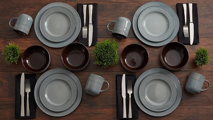 Scott Living Asher 16 Piece Dinnerware Set Service for 4 Blue
