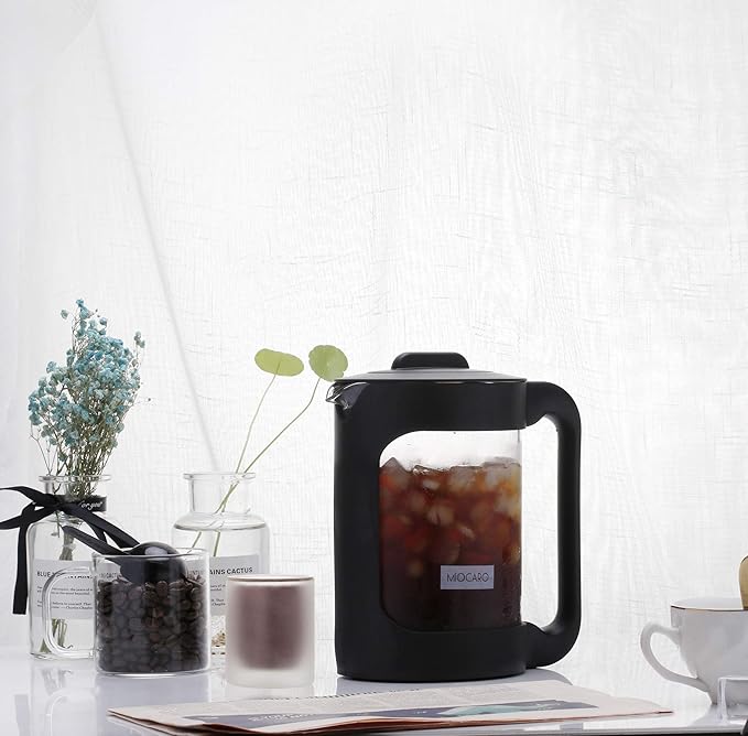 SIXAQAUE Cold Brew Ice Coffee Maker Stainless Steel Strainer Large 52 Oz Juice Tea Cooler