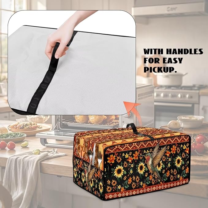 Doojoayie Small Appliance Cover Hummingbird Print 4 Slice Toaster Dust Protection Cover 19.7x16x 10 Bread Machine Protector Gift for Mother Wife Women Cook