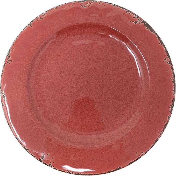 Gianna's Home 12 Piece Rustic Farmhouse Melamine Dinnerware Set Service for 4 (Red)