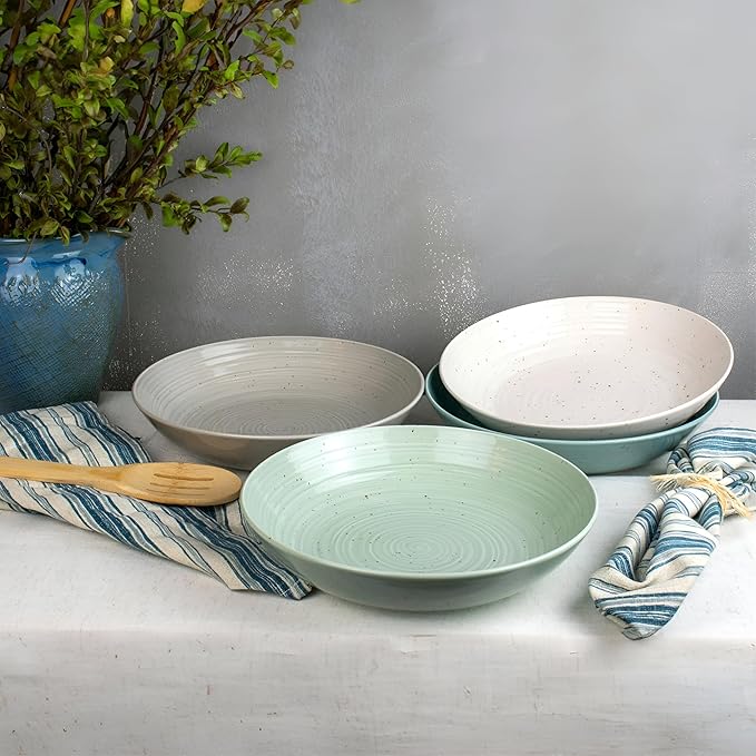Sango Siterra Artist's Blend 26-Piece Stoneware Dinnerware Set for 4 Ceramic Plates and Bowls Sets with Mugs and Platters Perfect for Everyday Dining