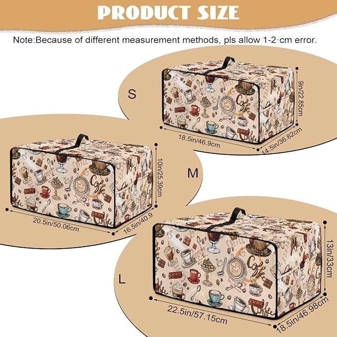 Coffee Chocolate Toaster Oven Cover Heavy Duty Heat-resistant Waterproof Dust-Proof Protective Case with Side Pockets for Bake Air Fry Toaster Oven Easy Maintenance