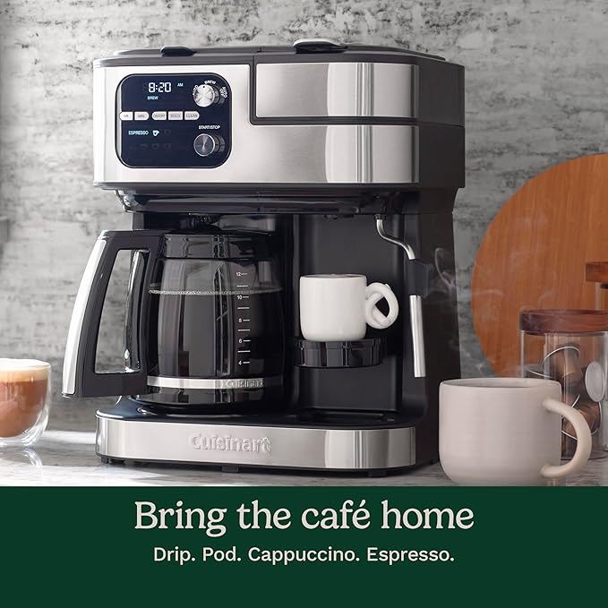 Cuisinart Coffee Center Barista Bar 4-in-1 Coffee Maker Single-Serve Pods Compatible Coffeemaker Three Brewing Sizes SS-4N1NAS Black