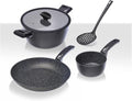 Moneta 4 pieces Starter Set (white box for e-commerce): Frypan 24cm Saucepan 16cm Casserole 20cm Glass Lid with Silicone rim 20cm Nylon Skimmer 0018656573 Made in Italy