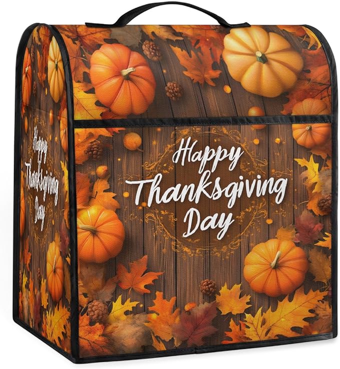cfpolar Kitchen Aid Mixer Cover Compatible with 6-8 Quarts Thanksgiving Pumpkin Fall Leaves Stand Mixer Cover Kitchen Aid Mixers Accessories Appliance Organizer Bag Dust Covers with Zipper Pocket