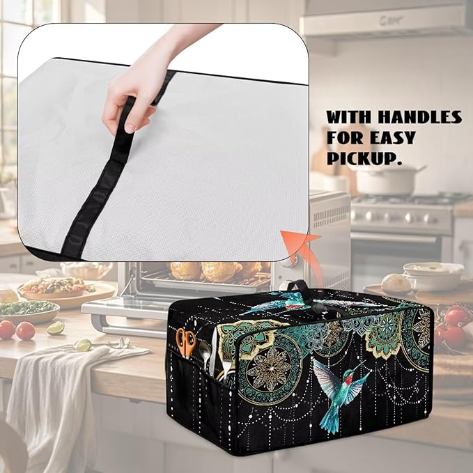 Toaster Oven Cover with Side Pockets Fits Most Kitchen Countertop Appliances Dustproof Toaster Oven Covers for Family Kitchen Essential Hummingbird Floral