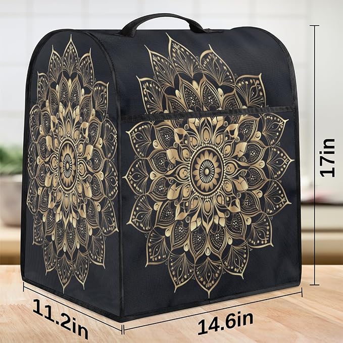 cfpolar Kitchen Aid Mixer Cover Compatible with 6-8 Quarts Bohemian Mandala Stand Mixer Cover Kitchen Aid Mixers Accessories Appliance Organizer Bag Dust Covers with Zipper Pocket
