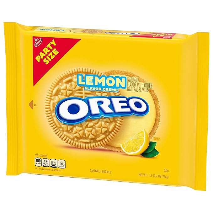 OREO Lemon Creme Sandwich Cookies Party Size 8-26.7 oz Packs