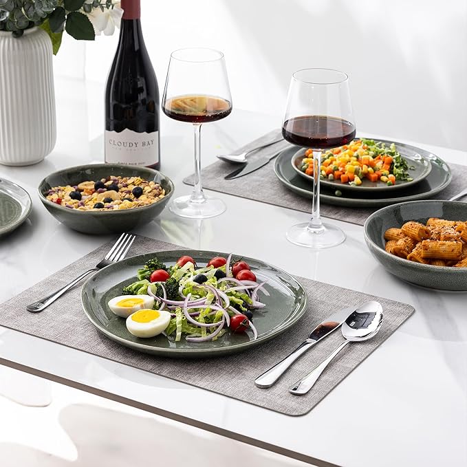 AmorArc Ceramic Dinnerware SetsHandmade Reactive Glaze Plates and Bowls SetsHighly Chip and Crack Resistant | Dishwasher &amp Microwave Safe Dishes Set Service for 4 (24pc)