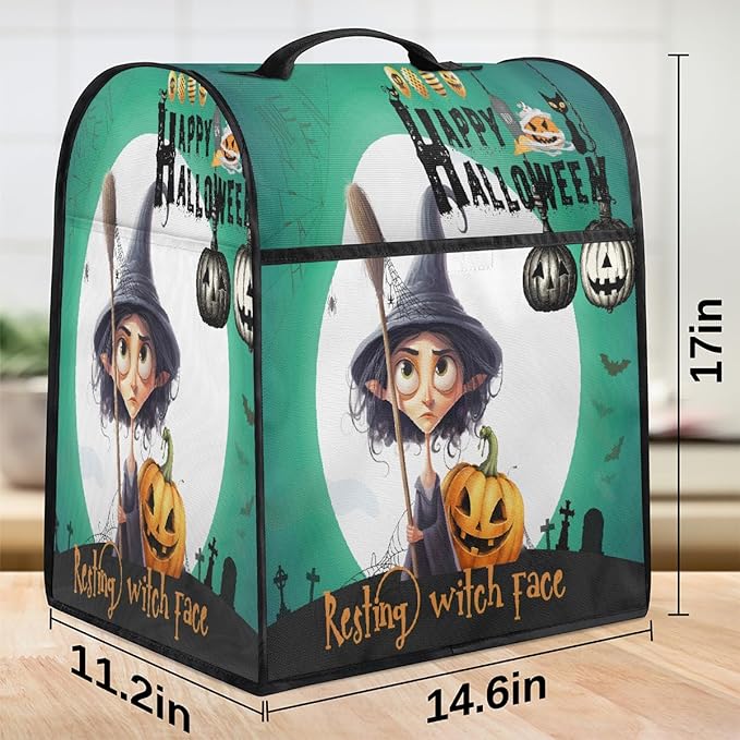 cfpolar Kitchen Aid Mixer Cover Compatible with 6-8 Quarts Halloween Pumpkin Spider Web Stand Mixer Cover Kitchen Aid Mixers Accessories Appliance Organizer Bag Dust Covers with Zipper Pocket
