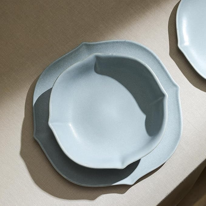 Stone Lain Baskerville 24-Piece Dinnerware Set Stoneware Light Blue
