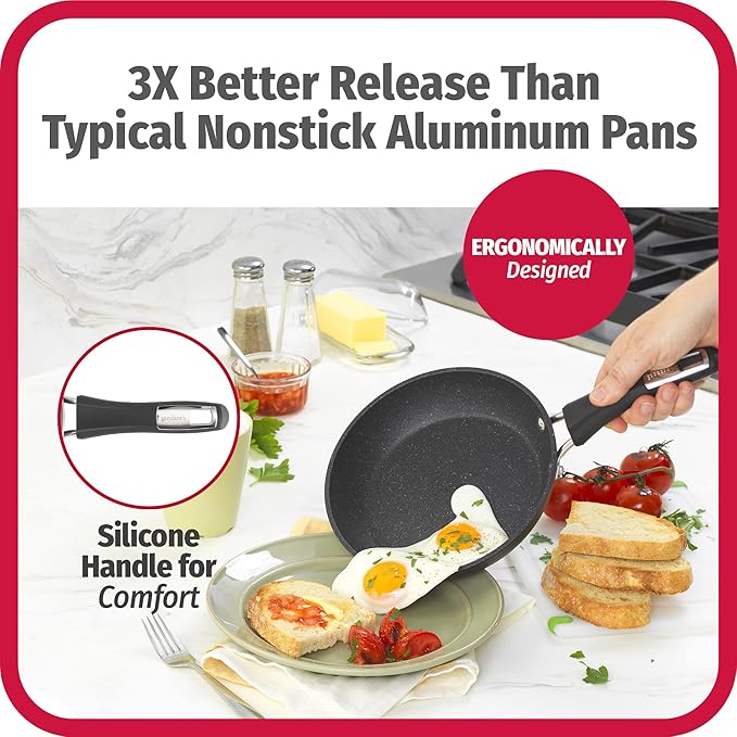 GoodCook 12-Piece Micro-Divot Nonstick Aluminum Cookware Set with Pans Dutch Oven Spoon and Turner Black (6184)