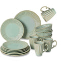 16-Piece Dinnerware Set for 4 Ceramic Plates Bowls and Mugs Dishwasher &amp Microwave Safe Ideal for Family Dinners Parties and Everyday Use Green