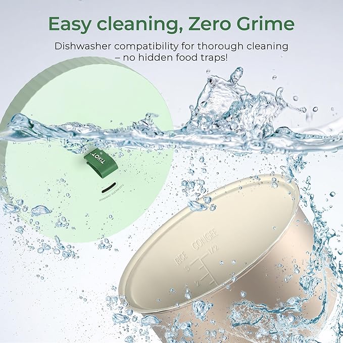 TOKIT Rice Cooker Small 3 Cup Uncooked /6 Cup Cooked Modern Multifunctional Mini Rice Cooker with 24-H Timer &amp Warmer for 1-3 People Ceramic Coated Non-Stick Pot 8 Cook Functions Avocado Green