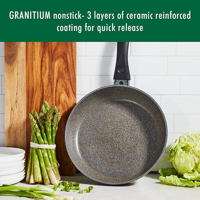 BALLARINI Parma by HENCKELS 10-pc Nonstick Pot and Pan Set Made in Italy Set includes fry pans saucepans sauté pan and Dutch oven with lidGray