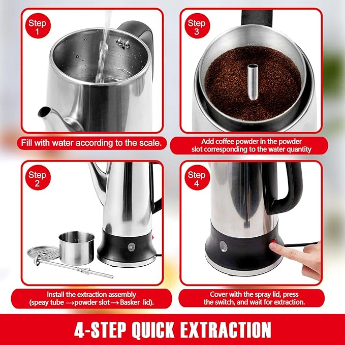 Happybuy 12-Cup Electric Coffee Percolator with Stainless Steel Construction Heat-Resistant Handle Keep Warm Feature Quick Brewing and Easy-Pour Spout Silver