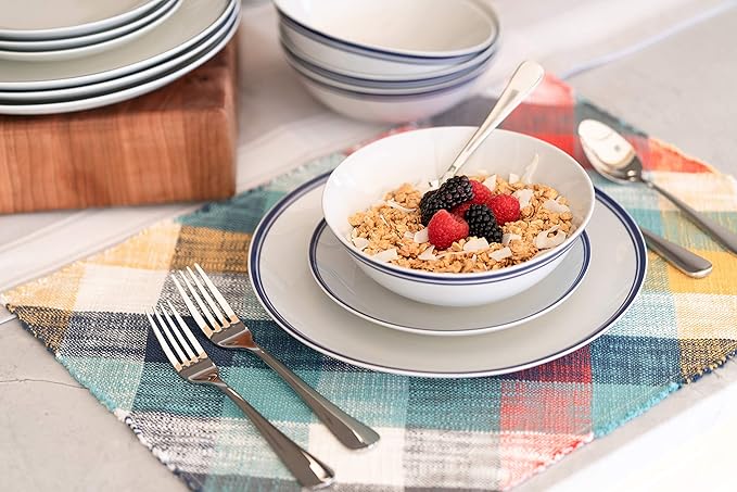 Café Stripe 12 Pc Dinnerware Set Blue