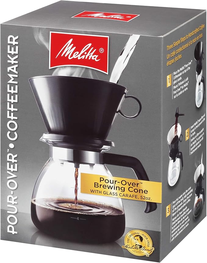 Melitta 52 oz. Pour-Over Coffee Brewer with Glass Carafe Black
