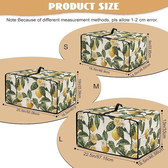 Convection Toaster Oven Cover with Storage Pockets Fits Machines Up to 18.5x14.5x9 Convection Toaster Oven Covers for Family Kitchen Essential Retro Lemon