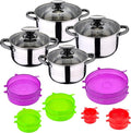 San Ignacio Jolie 8-Piece Cookware Suitable for Induction Hita in Stainless Steel with Set of 12 Silicone Lids