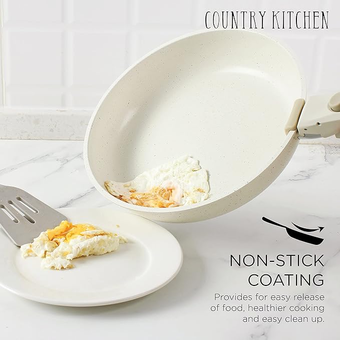 Country Kitchen Cookware &amp Bakeware Bundle- Removable Handle Cookware Set and Vaarious Baking Pans Including Muffin Tins Cookie Sheets Crisper and Loaf Pans
