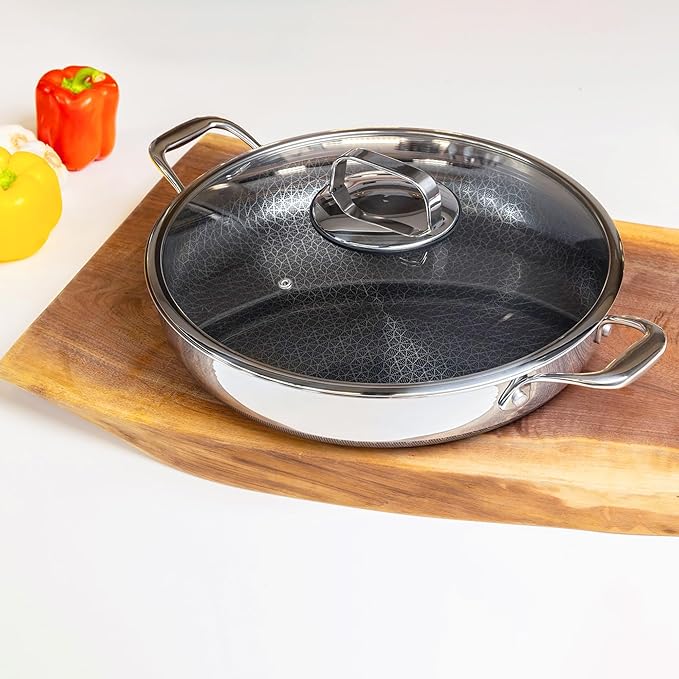 LIVWELL DiamondClad 14-Inch Glass Lid for Hybrid Cookware Set - Kitchen Gifts - Pots and Pan Set - Cooking and Dining - 14-Inch Lid for Pans - Universal Cover - Pot Covers for Cooking