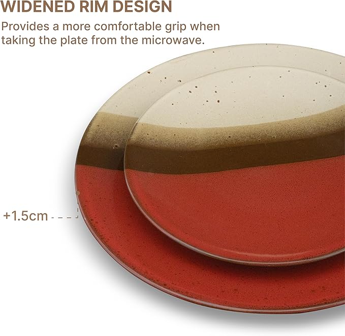 Mimola Ceramic Dinnerware SetsHandmade Reactive Glaze Stoneware Plates and Bowls SetsHighly Chip and Crack Resistant | Dishwasher &amp Microwave Safe Dishes SetService for 4 (12pc) (cross pattern)