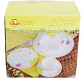 Unique Design 20 Piece Kitchen Dinnerware Set 4 Dinner Plates 4 Side Plates 4 Bowls 4 Teacups &amp Saucers set Service for 4 (Lotus Flowers)