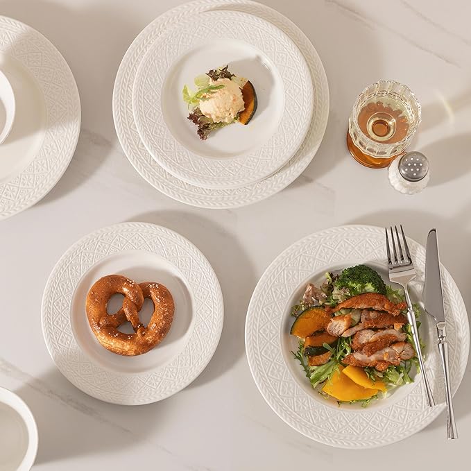 Dinnerware sets plates and bowls sets modern platesCeramic Dinnerware Sets12 Pieces Porcelain Lightweight PlatesScratch Resistant Dish Set (style - 13 4 - Set (12pcs))