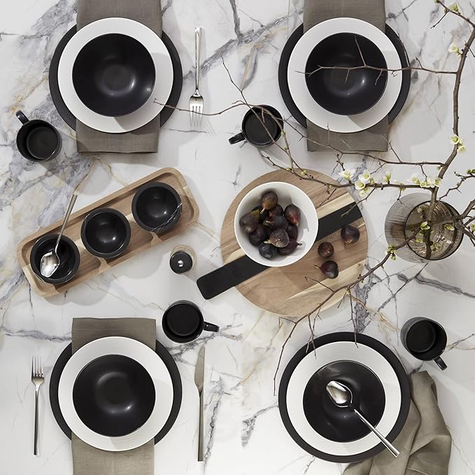 Lenox 895250 Lx Collective Black 12-Piece Set White