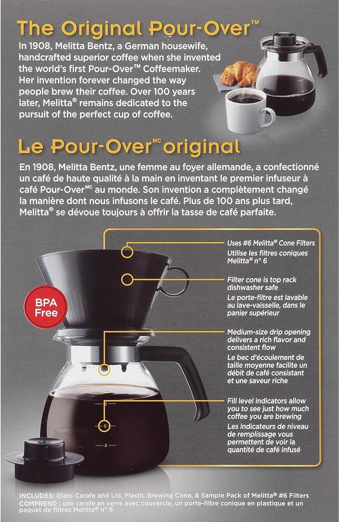 Melitta 52 oz. Pour-Over Coffee Brewer with Glass Carafe Black