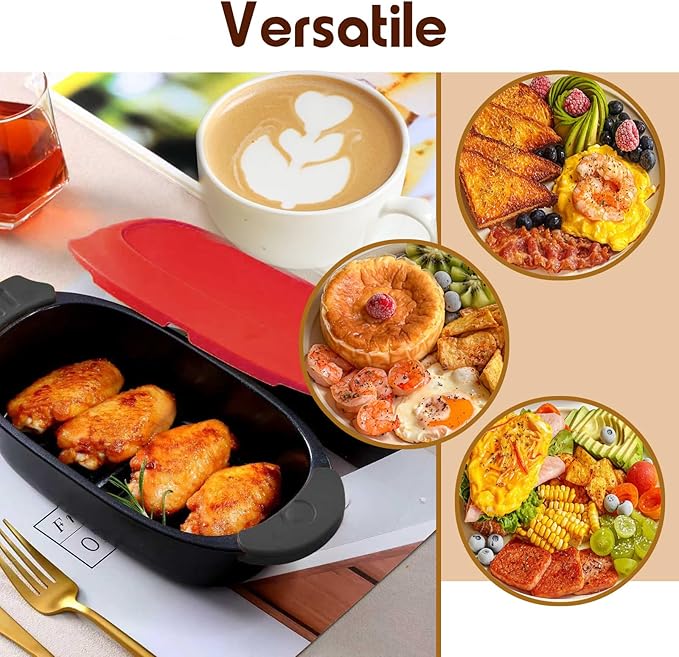 Quick-Heat Microwave Egg Cooker and 33 OZ Microwave Grill Combo | 2-Piece Breakfast Maker Set for Grilling Frying Crisping Meat Bacon Pancakes &amp Veggies | Dishwasher Safe &amp Non-Stick for K