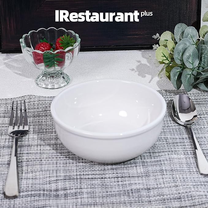 Stoneware Wide Rim Commercial Grade Dinnerware Bright White Nappy Bowl 15oz Case of 24