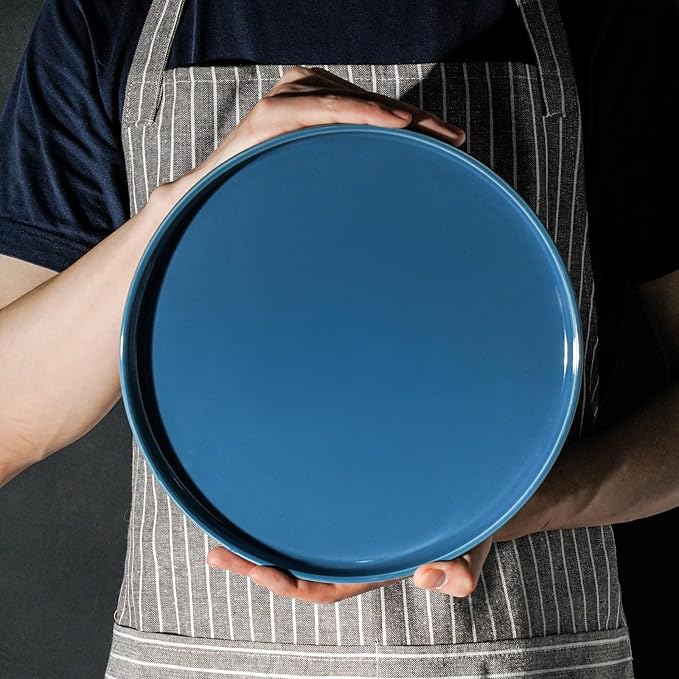 Kitchen Plates and Bowls Set Dinner Set for 4 Handpainted Dinner ware Sets Microwave Safe Plates and Bowls Sets Stone Plate Scratch Resistant (Ocean Abyss)