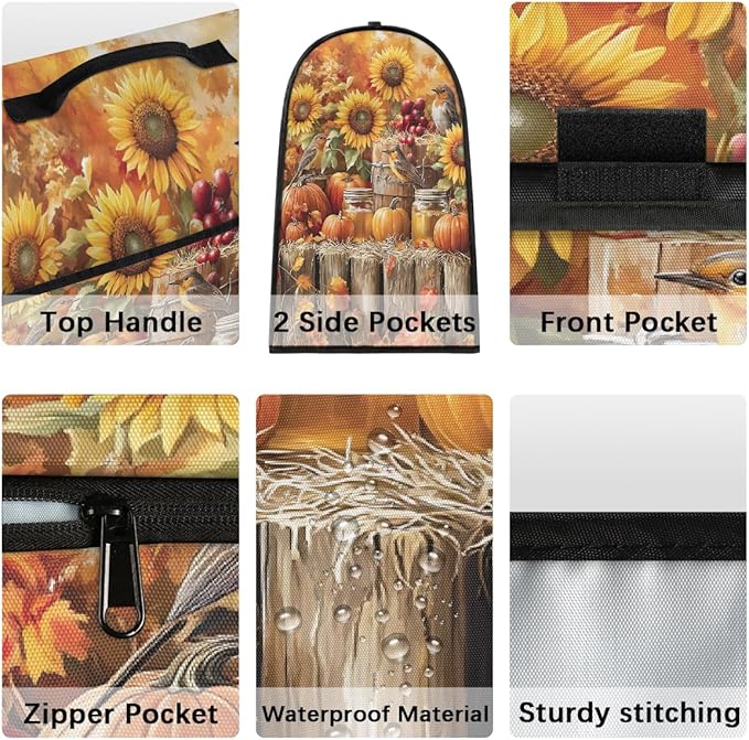 cfpolar Kitchen Aid Mixer Cover Compatible with 6-8 Quarts Pumpkin Sunflower Bird Fall Stand Mixer Cover Kitchen Aid Mixers Accessories Appliance Organizer Bag Dust Covers with Zipper Pocket