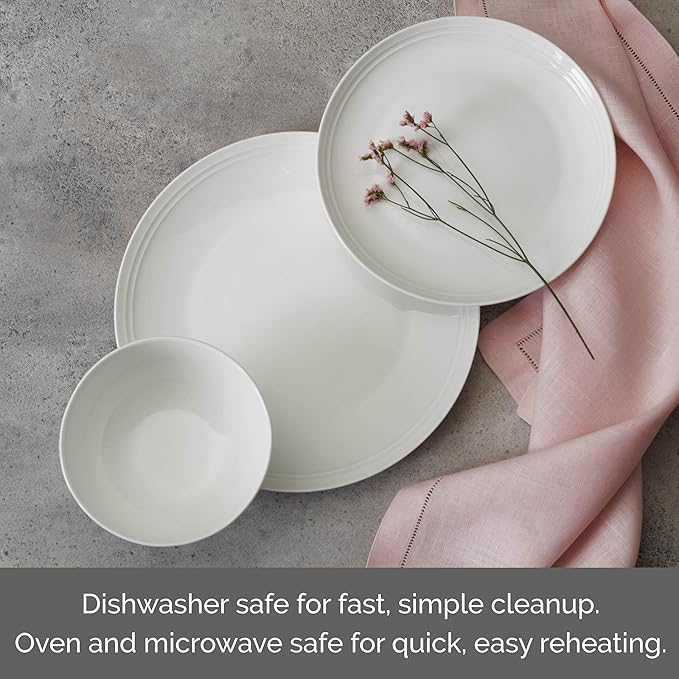 Mikasa Kyler Bone China Lightweight Chip Resistant 12 Piece Dinnerware Set Service For 4White