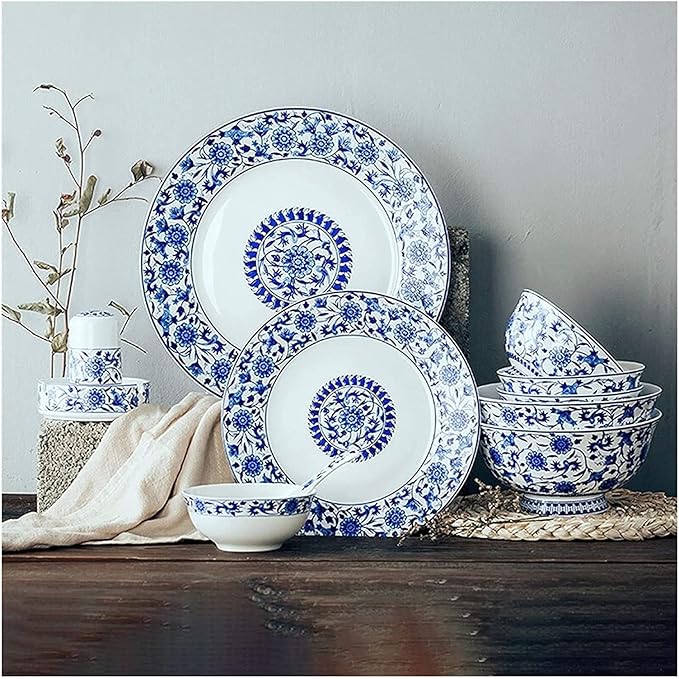 Dinnerware Set Dinner Party Tableware Service Set Ceramics Dinner Sets 26 Pieces Blue and White Porcelain Dinnerware Set