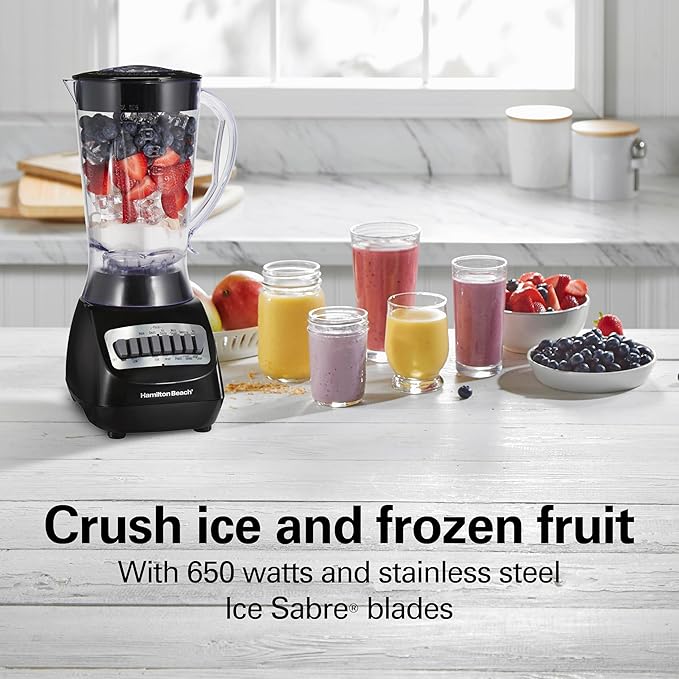 Hamilton Beach 56 Ounce 650W 10 Speed &amp Pulse Countertop Smoothie Blender Black
