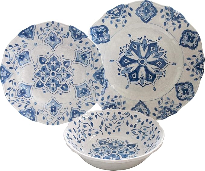 Le Cadeaux 12 Piece Luxury Melamine Dinnerware Set Service for 4 (12PCMRCB)
