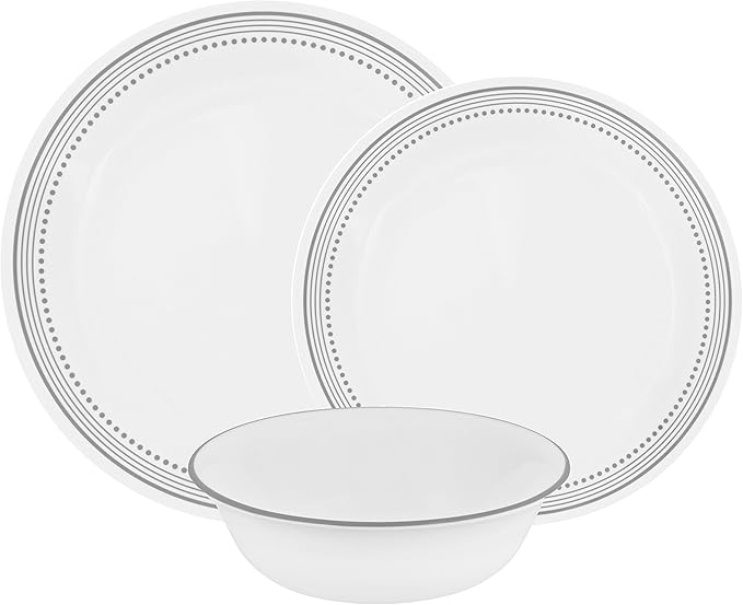 Corelle Mystic Gray Chip and Break Resistant Dinner Set for 4 Person Grey 12-Piece