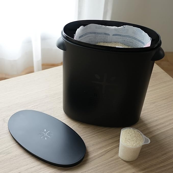 PEARL METAL BLKP AZ-5042 Rice Bottle All Black For 11.0 lbs (5 kg)