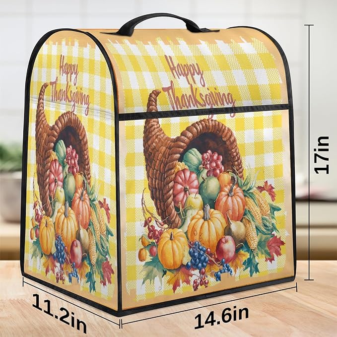 cfpolar Kitchen Aid Mixer Cover Compatible with 6-8 Quarts Thanksgiving Autumn Food Stand Mixer Cover Kitchen Aid Mixers Accessories Appliance Organizer Bag Dust Covers with Zipper Pocket
